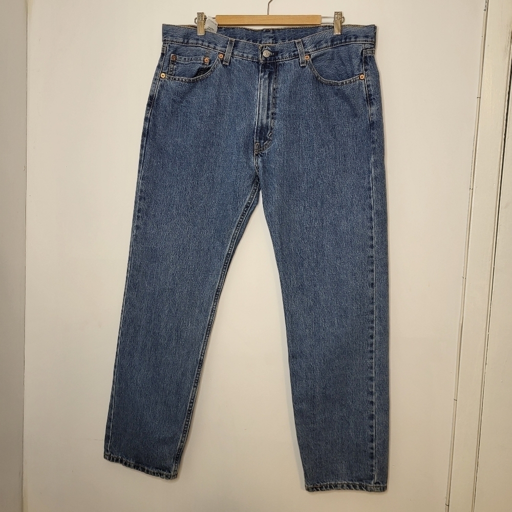 Levis 505 Cotton Regular Fit Straight Leg Pockets Denim Jeans Blue Size 38
